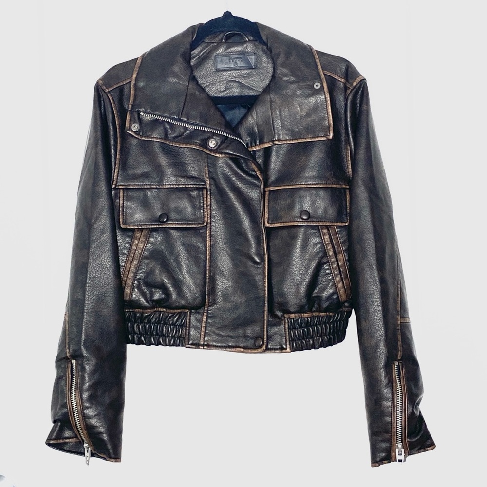 Blank NYC Dark Brown Leather Jacket SZ Small